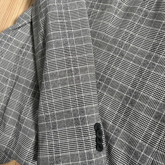 Topman Mens Gray Plaid Slim Fit Blazer Jacket 38R One Button Black‎ White Gray - Picture 6 of 9